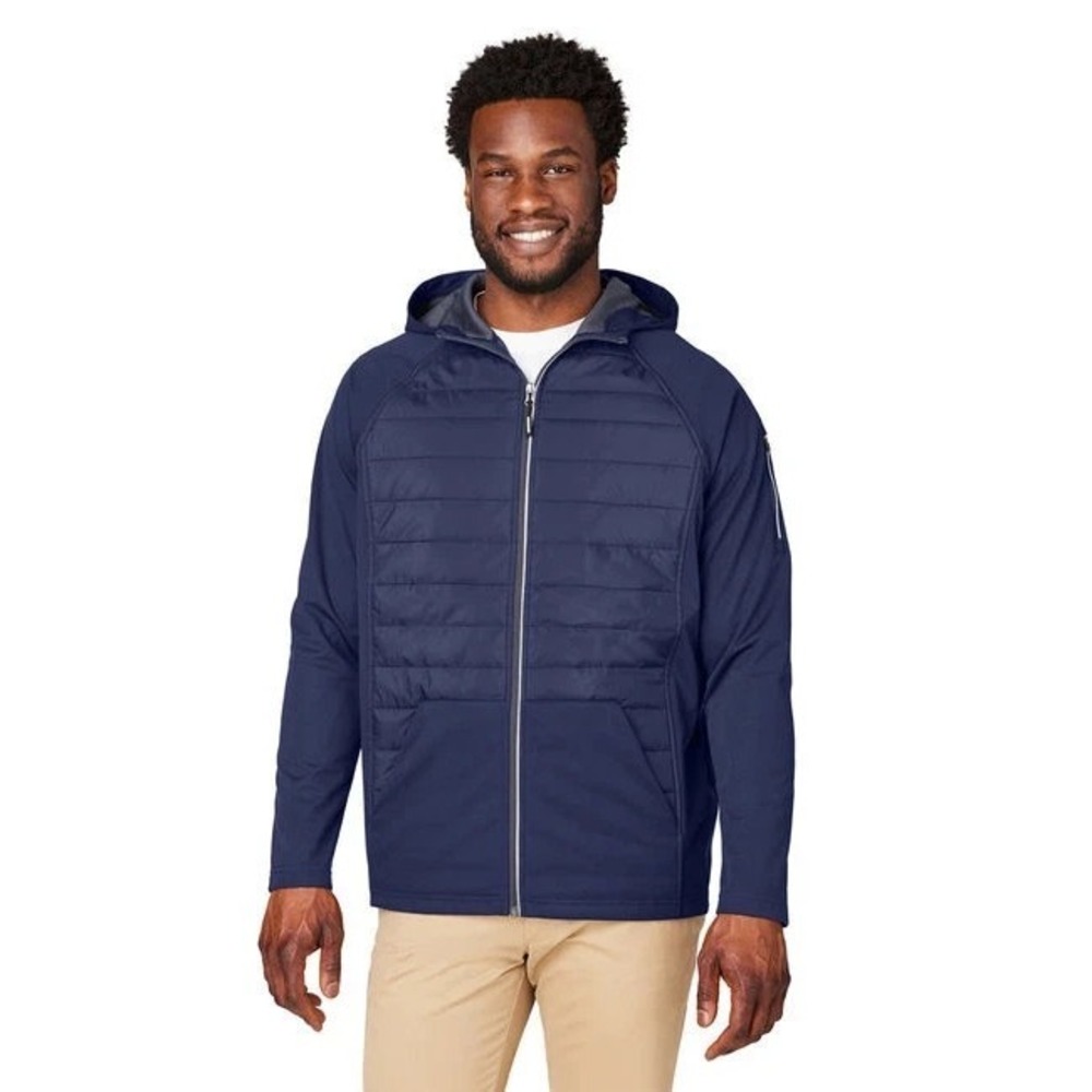 Core 365 Men's Radiant Hybrid Jacket Navy Blue Full Zip Hooded CE808 Size 5XL